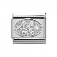 Nomination Silver CZ White Oval Pave Classic Charm