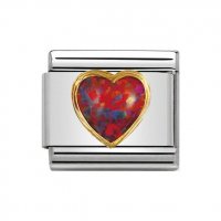 Nomination Classic Red Opal Heart Charm 18ct Gold.