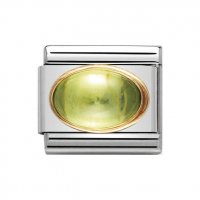 Nomination Classic Oval Peridot Charm 18ct Gold & Enamel.