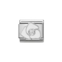 White Rose Nomination Silver Cubic Zirconia Classic Charm