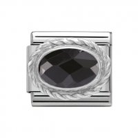 Nomination Silver Oval shaped Black Faceted CZ Charm