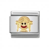 Nomination Stainless Steel, 18ct & Enamel Baby Girl Charm.