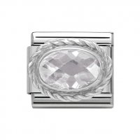 Nomination Silver Oval shaped White Faceted CZ Charm