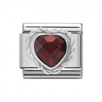 Nomination Silver Red Heart Faceted CZ Charm