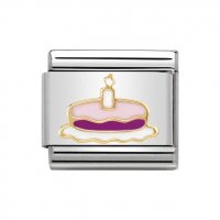 Nomination  Enamel & 18ct Cake with Candle Charm.