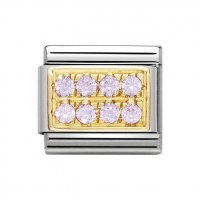 Nomination 18ct Gold CZ set Pink Pave Charm.