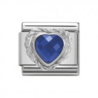 Nomination Silver Dark Blue Heart shaped CZ  Charm