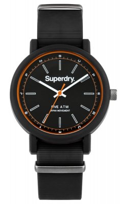 Superdry Black Dial Campus Grey Silicone Strap