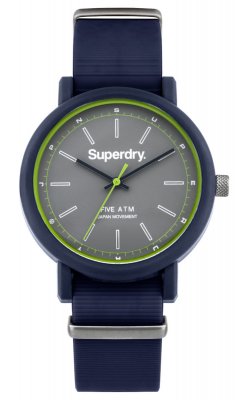 Superdry Grey Dial Campus Blue Silicone Strap