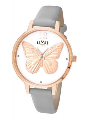 Ladies Secret Garden Limit Rose Gold Butterfly Grey Strap Watch