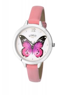 Limit Ladies Secret Garden Pink Butterfly Pink Strap Watch
