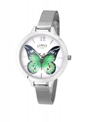 Limit Ladies Secret Garden Green Butterfly SS Mesh Watch