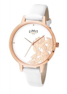 Ladies Secret Garden Limit Rose Gold Rose Leaf White Strap Watch