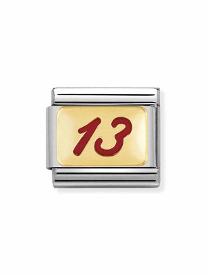 Nomination 18ct & Enamel Red number 13 Charm.