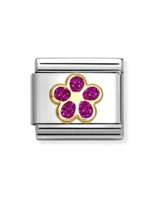 Nomination 18ct Gold Glitter Fuchsia Flower Charm.