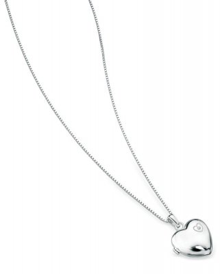 Silver D For Diamond Corner Diamond Heart Locket