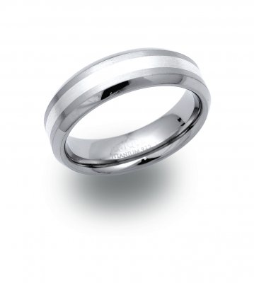 Gents Titanium silver Inlay Ring