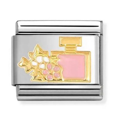 Nomination 18ct Gold Perfume with Flower Pink White Charm