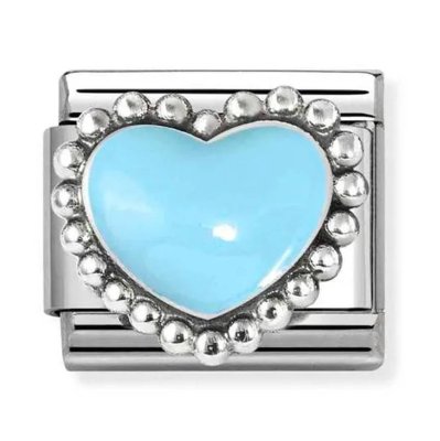 Nomination Classic Silver Enamel Pale Blue Raised Dotted Heart Charm