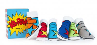 Ka-Pow Trumpettes. 0-12 Months baby socks, 6 assorted colours