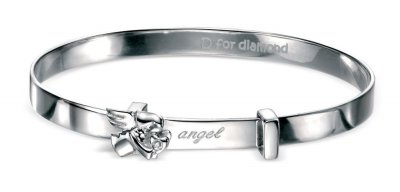 Silver D For Diamond Angel Bangle