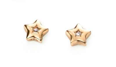 Silver D For Diamond Gold Plated Star Stud Earrings