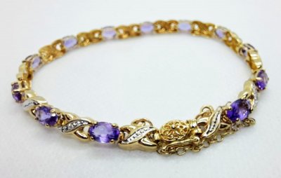 Gold Amethyst & Diamond set Ladies Bracelet