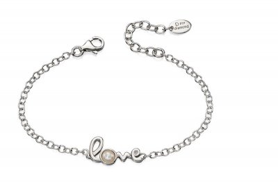 Silver D For Diamond Love pearl bracelet