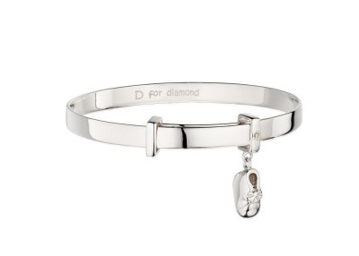 Silver D For Diamond Baby Steps Bangle