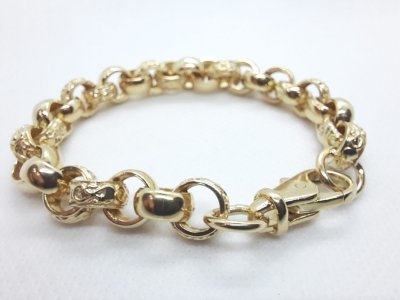 Gold Bold Round Belcher Link Ladies Bracelet