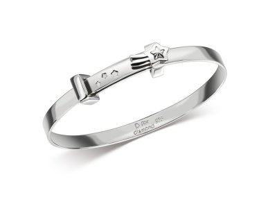 Silver D For Diamond Wish Upon A Star Plain Bangle