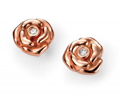 Silver Rose Gold Plated D For Diamond Rose Stud Earrings