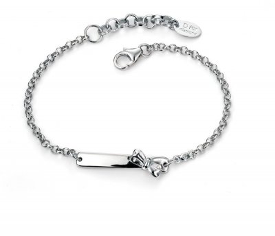 Silver D For Diamond ID Chain Bow bracelet