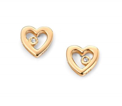 Silver D For Diamond Gold Plated Heart Stud Earrings