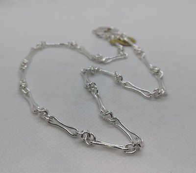 Silver Bar & Figaro Link Ladies Necklet