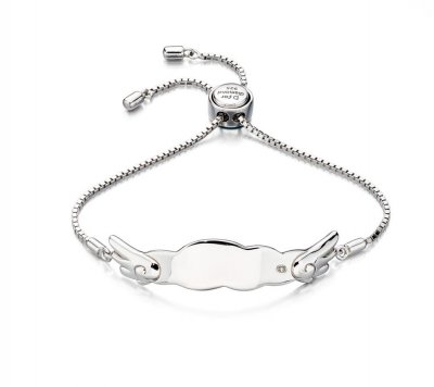 Silver D For Diamond ID Wing toggle Bracelet
