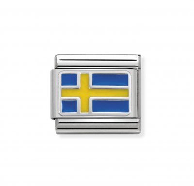 Nomination Silver Shine Enamel Sweden Flag Charm