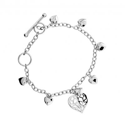 Azendi Silver Heart of Yorkshire T Bar Bracelet