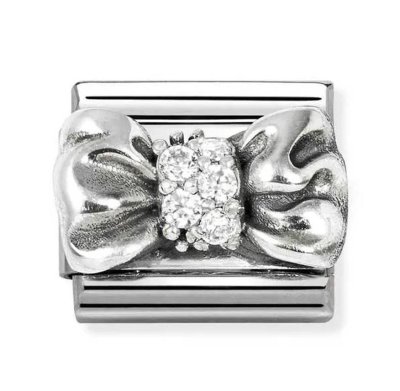 Nomination Silver Bow white CZ Charm