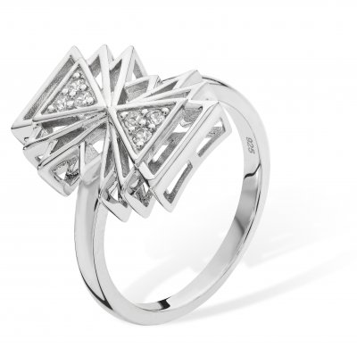 Lucy Quartermaine Silver Art Deco Triangle Ring