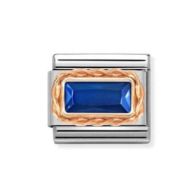 Nomination 9ct Rose Gold Rectangular Blue Charm