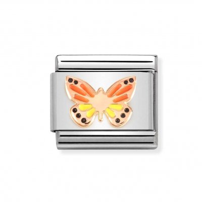 Nomination 9ct Rose Gold & Enamel Rainbow Butterfly Charm