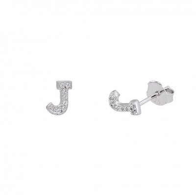 Silver Mini Letter J Stud Earrings