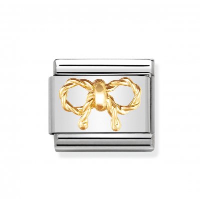 Nomination 18ct Gold Relief Bow Charm.