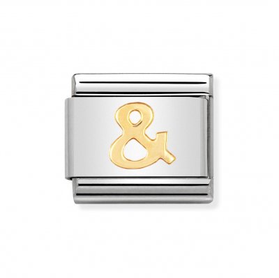 Nomination Commercial E / & symbol Charm 18ct Gold & Stainless Steel.