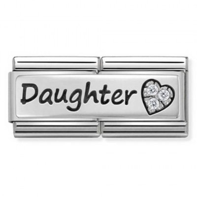 NOM CZ DOUBLE SYMBOLS CZ HEART DAUGHTER