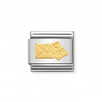 Nomination Stainless Steel & 18ct Envelope and Letter Charm.