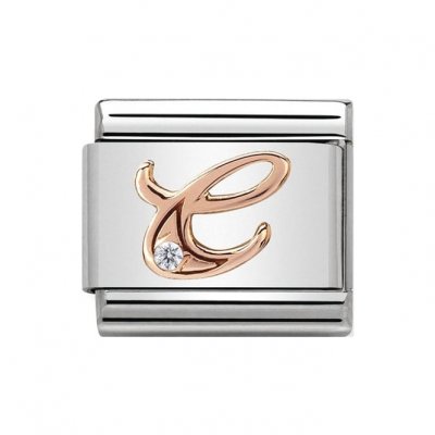 Nomination Rose Gold CZ set Initial C Charm.