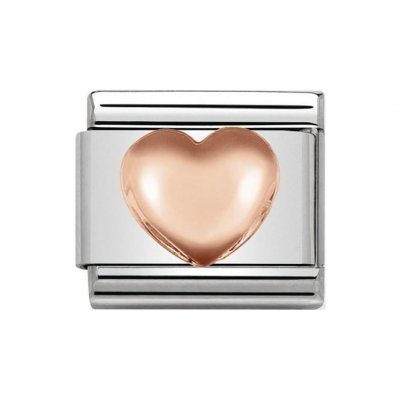 Nomination 9ct Rose Gold Raised Heart Charm.