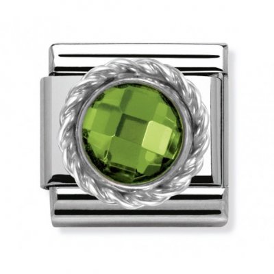 Nomination Silver Shine Round Facetted CZ Charm Green